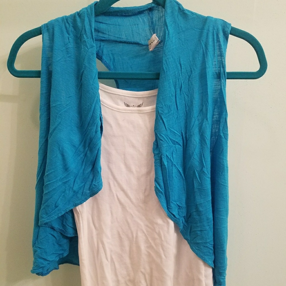 Blue flowy vest